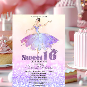 Elegant Ballerina Glitzer Bokeh Sweet 16 Einladung