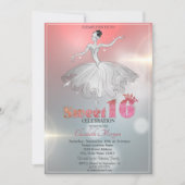 Elegant Ballerina, Glitzer Sweet 16 Einladung (Vorderseite)