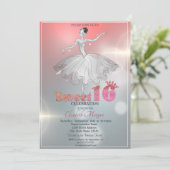 Elegant Ballerina, Glitzer Sweet 16 Einladung (Stehend Vorderseite)