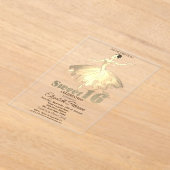 Elegant Ballerina Gold Glitzer Bokeh Sweet 16 Acryleinladungen (Ablage )
