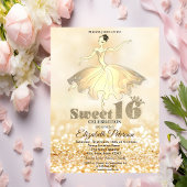 Elegant Ballerina Gold Glitzer Bokeh Sweet 16 Einladung