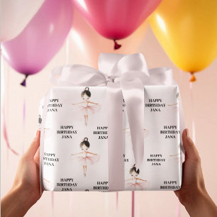 Elegant Ballerina Pink Geburtstag Geschenkpapier
