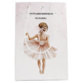 Elegant Ballerina Pink Geburtstag Mittlere Geschenktüte (Vorderseite)