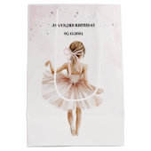 Elegant Ballerina Pink Geburtstag Mittlere Geschenktüte (Rückseite)