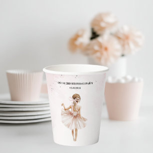 Elegant Ballerina Pink Geburtstag  Pappbecher