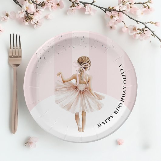 Elegant Ballerina Pink Geburtstag Pappteller