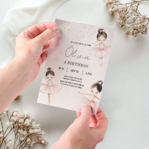 Elegant Ballerina Pink Geburtstag Pergament Einladungen