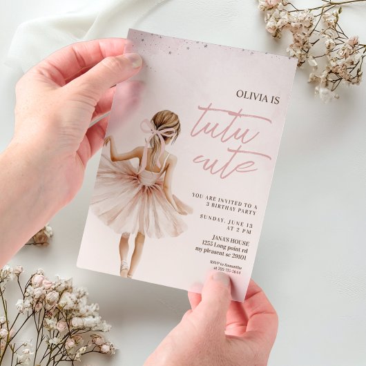 Elegant Ballerina Pink Geburtstag Pergament Einladungen