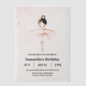 Elegant Ballerina Pink Geburtstag Pergament Einladungen (Vorderseite)