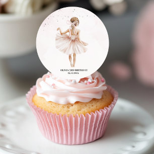 Elegant Ballerina Pink Geburtstag Runder Aufkleber