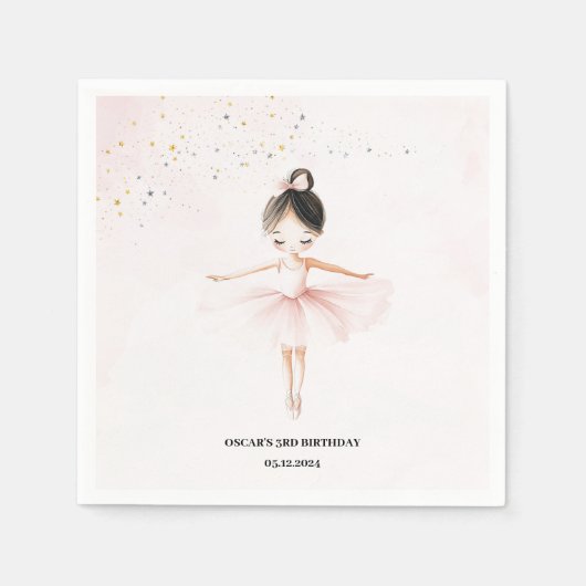 Elegant Ballerina Pink Geburtstag Serviette (Vorderseite)