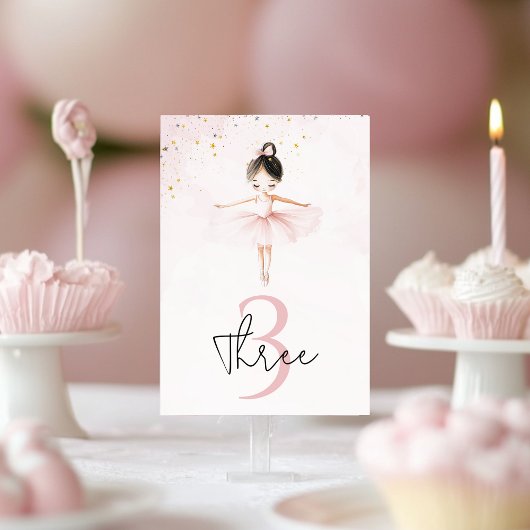 Elegant Ballerina Pink Geburtstag Tischnummer
