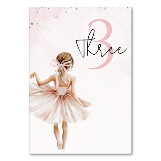 Elegant Ballerina Pink Geburtstag Tischnummer (Rückseite)