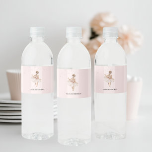 Elegant Ballerina Pink Geburtstag Wasserflaschenetikett