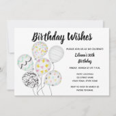 Elegant Balloon Einladung zum Geburtstag (Vorderseite)