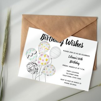 Elegant Balloon Einladung zum Geburtstag