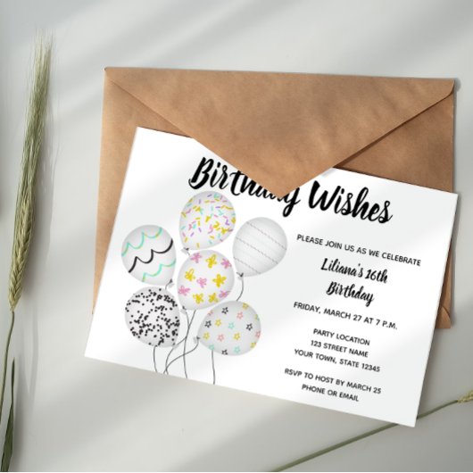 Elegant Balloon Einladung zum Geburtstag