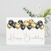 Elegant Balloons Modernes Script Happy Birthday Karte (Stehend Vorderseite)
