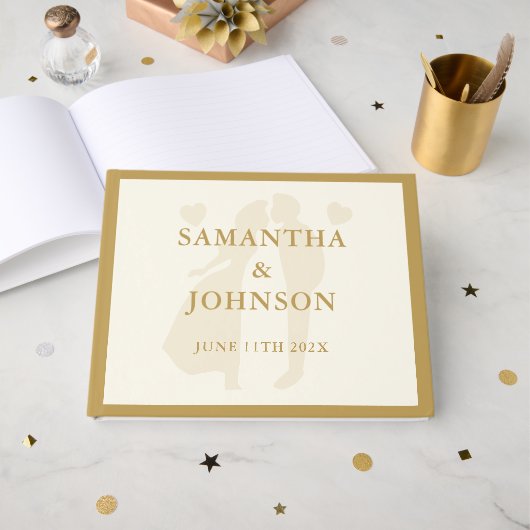 Elegant Ballroom Vintage Ivory Wedding Gästebuch (Vorderseite Offen)