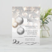 Elegant Balls Bokeh Company Weihnachts-Party Einladung (Stehend Vorderseite)