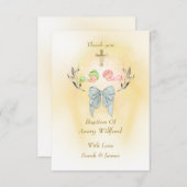 Elegant baptism Cross Flat Thank You Card Dankeskarte (Vorne/Hinten)