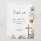 Elegant baptism invitation featuring floral accent einladung (Vorderseite)