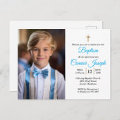 Elegant Baptism Relies event Custom photo Ankündigungspostkarte (Vorne/Hinten)