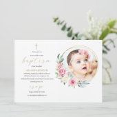 Elegant Baptism Religious event custom photo Invit Einladung (Stehend Vorderseite)