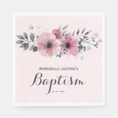 Elegant BAPTISM Rosa Floral Serviette (Vorderseite)