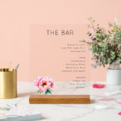 Elegant Bar Menu with Floral Touch Acrylschild (Hochzeit)