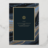 Elegant Bar Mitzvah | Bat Mitzvah | Navy Agate Folieneinladung (Rückseite)