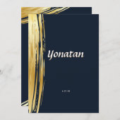 Elegant Bar Mitzvah Navy Gold Einladung (Vorne/Hinten)