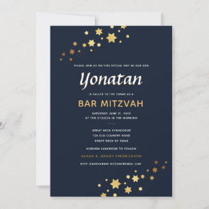 Elegant Bar Mitzvah Navy Gold Einladung