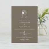 Elegant Bark Brown Champagne Wedding Einladung (Stehend Vorderseite)