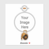 Elegant Barn Owl Monogram Aufkleber (Blatt)