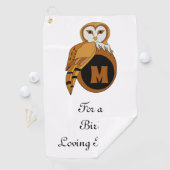 Elegant Barn Owl Monogram Golfhandtuch (Insitu)
