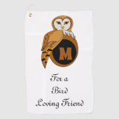 Elegant Barn Owl Monogram Golfhandtuch (Vorderseite)