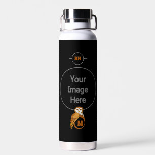 Elegant Barn Owl Monogram Trinkflasche