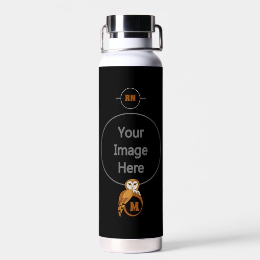 Elegant Barn Owl Monogram Trinkflasche (Rückseite)