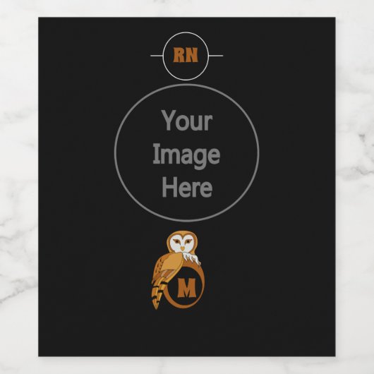 Elegant Barn Owl Monogram Weinetikett (Einzelnes Label)
