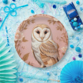 Elegant Barn Owl Pink and Gold Floral Pappteller (Party)