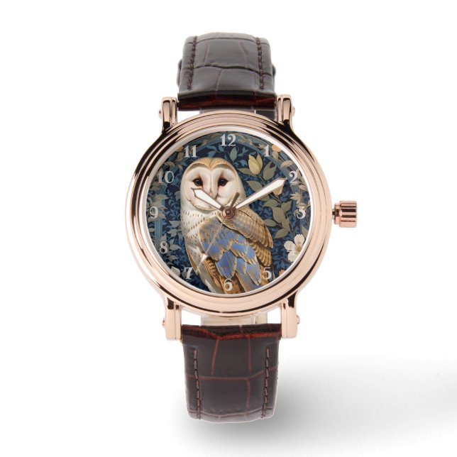 Elegant Barn Owl William Morris Inspiriert Armbanduhr (Vorderseite)