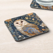 Elegant Barn Owl William Morris Inspiriert Getränkeuntersetzer (Linke Seite)