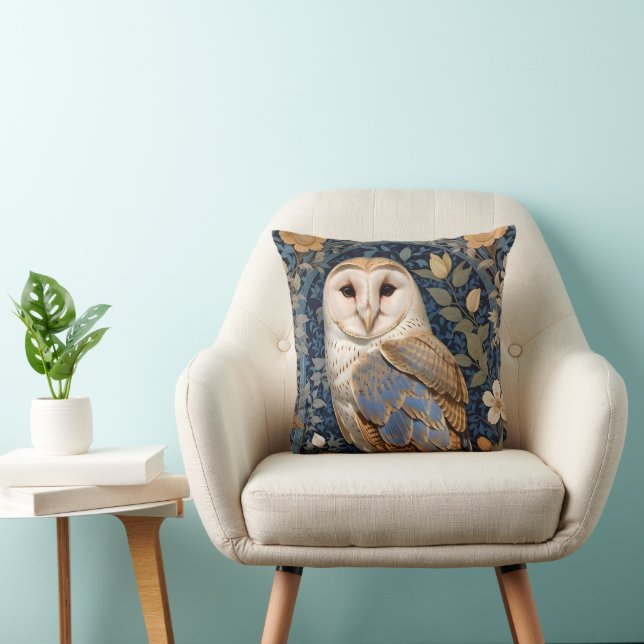 Elegant Barn Owl William Morris Inspiriert Kissen (Stuhl )