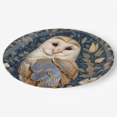 Elegant Barn Owl William Morris Inspiriert Pappteller (Schrägansicht)