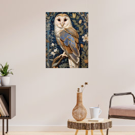 Elegant Barn Owl William Morris Inspiriert Poster