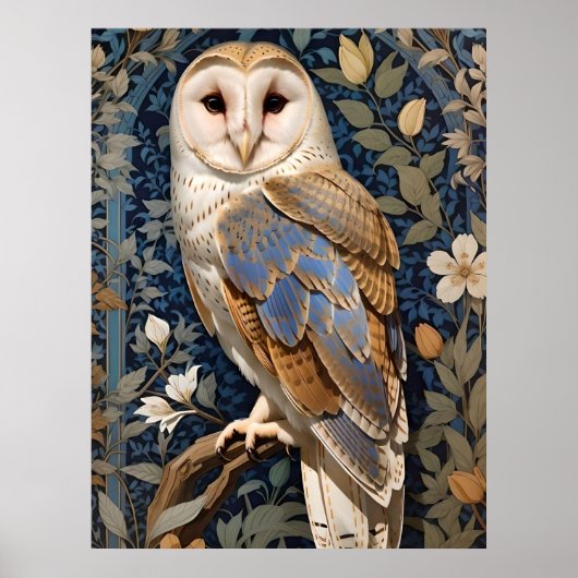 Elegant Barn Owl William Morris Inspiriert Poster (Vorne)