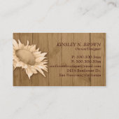 Elegant Barnwood Sunflower Fashion Visitenkarte (Rückseite)