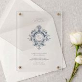 Elegant Baroque Crest Wedding Acrylic Invitation Acryleinladungen