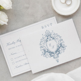 Elegant Baroque Crest Wedding RSVP Card